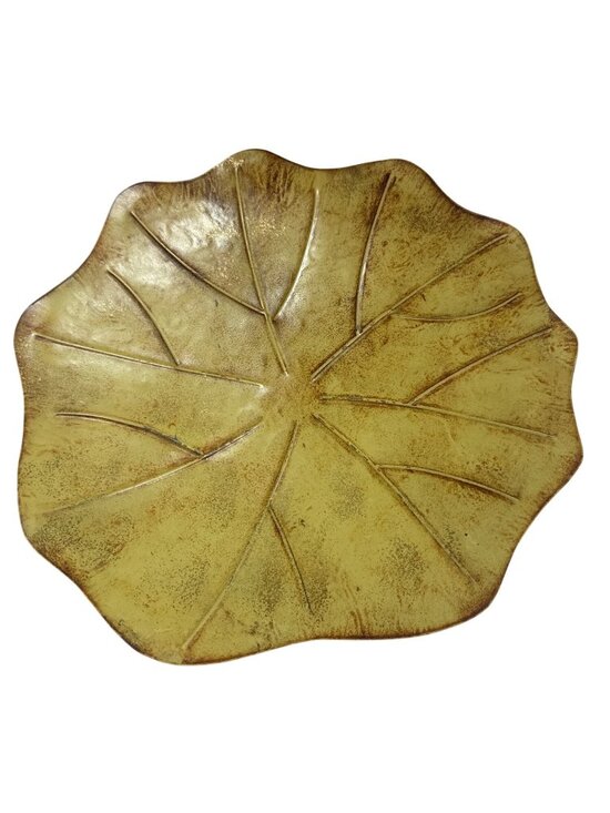 Unknown Other - Leaf Shaped Decorative Textured Metal Tray Unique Design Serving Display